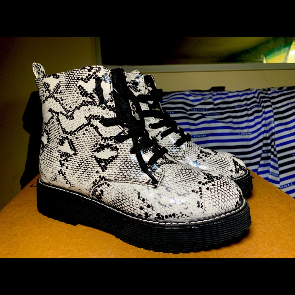 Snake Skin Platform Boots